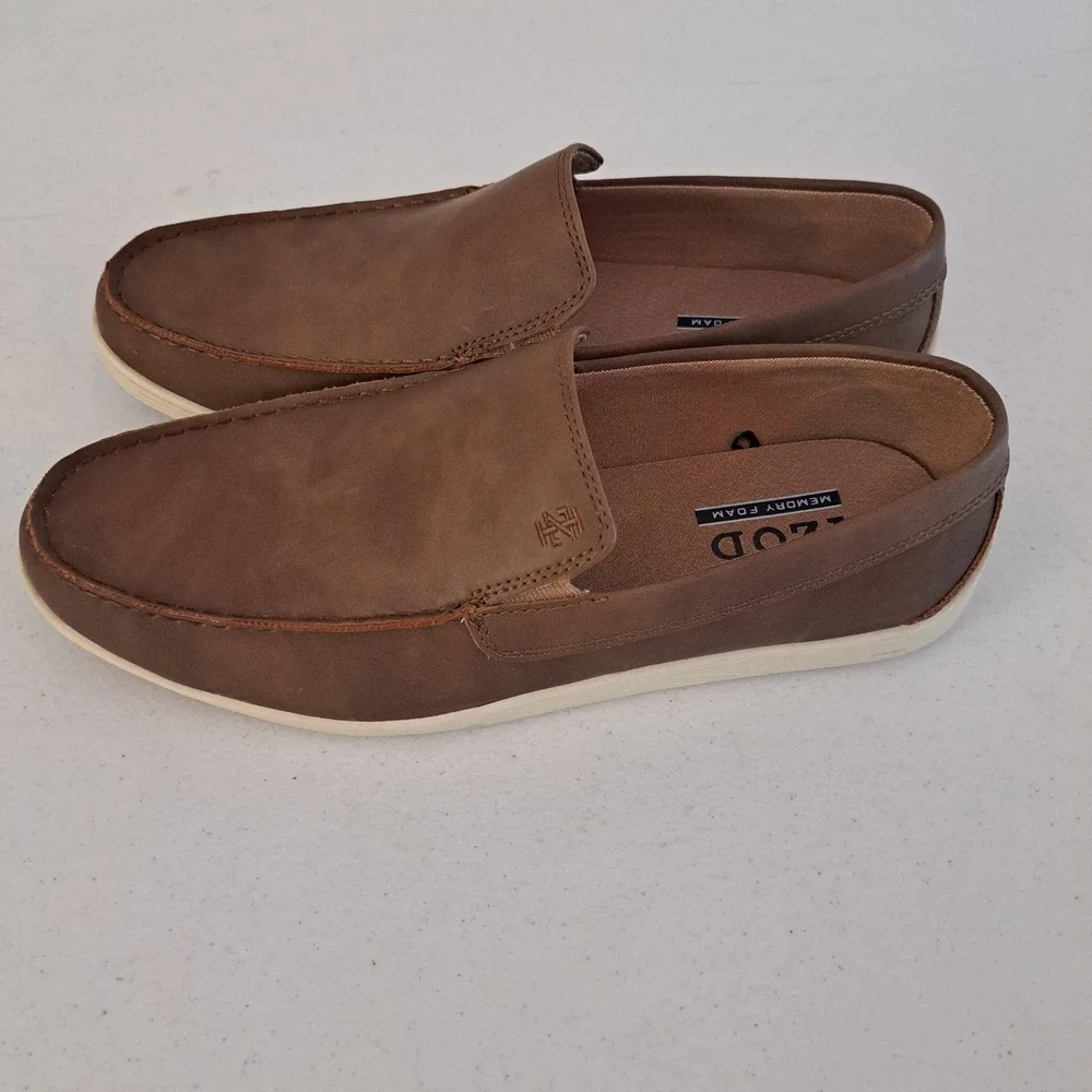 IZOD Loafers Mens Size 10 Brown Memory‎ Foam Slip On Moc Toe Shoes 1263-567